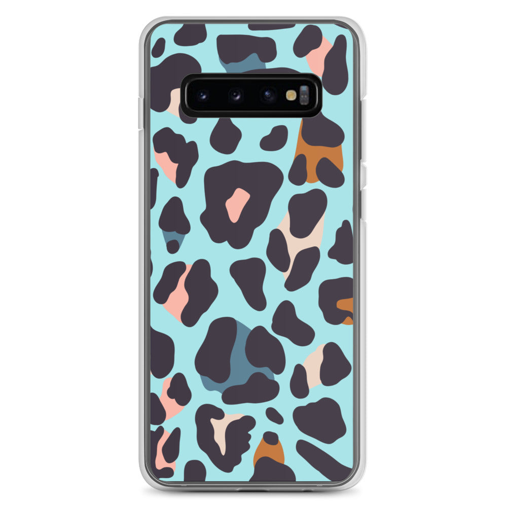 abstract Samsung phone case blue leopard print