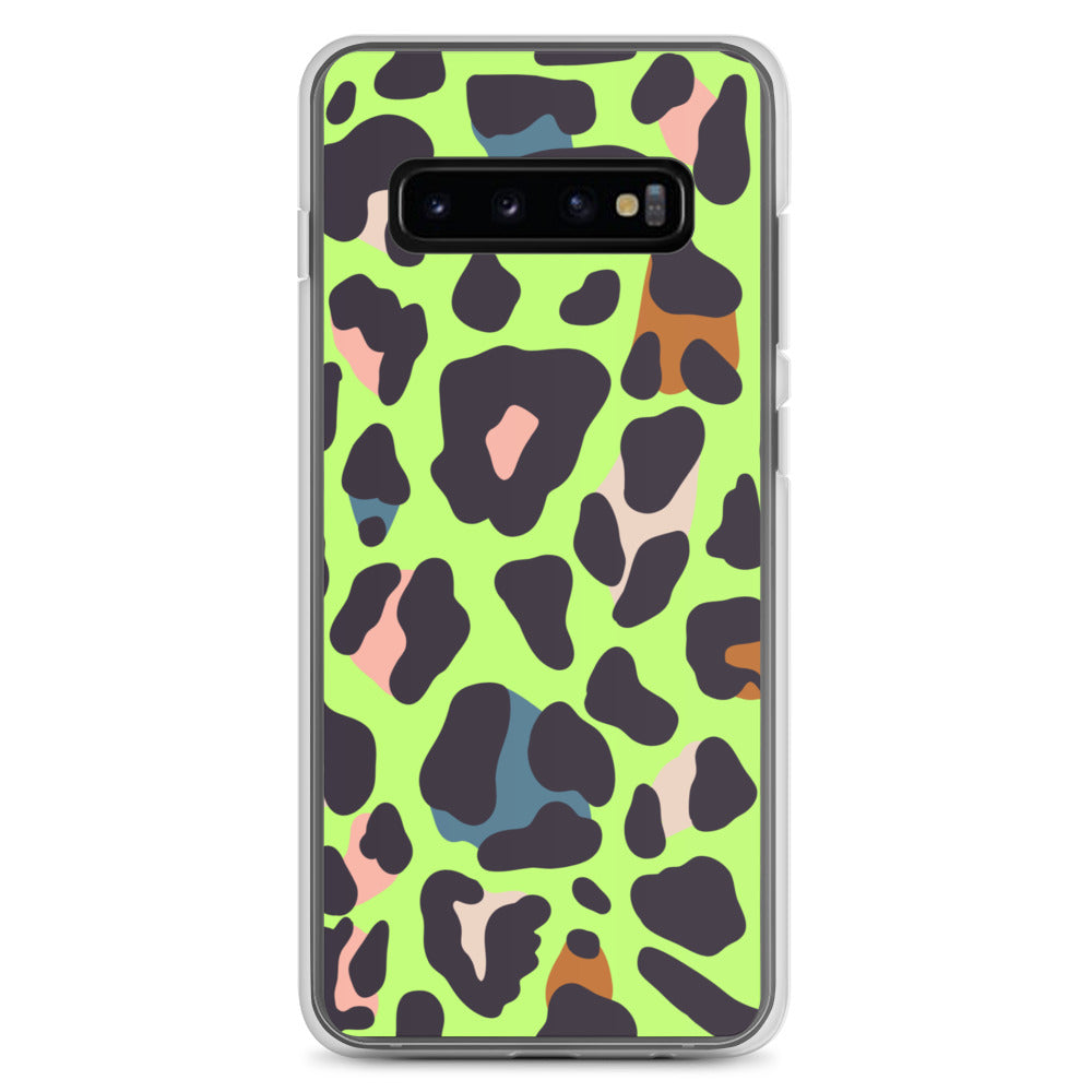 abstract Samsung phone case green leopard print