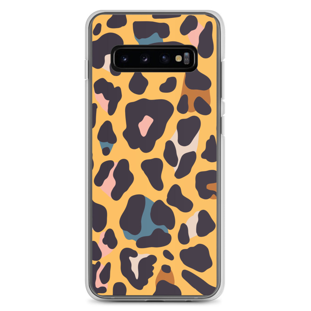 abstract Samsung phone case orange leopard print