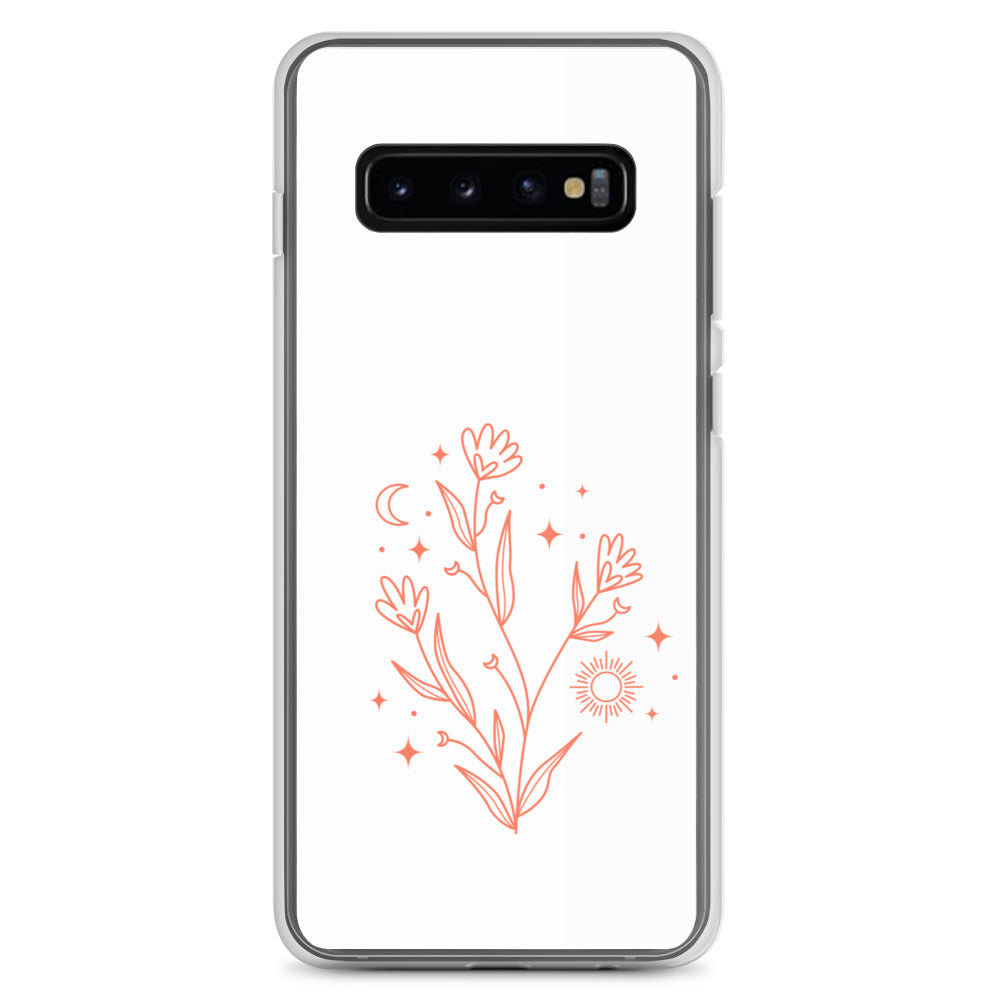 abstract Samsung phone case flowers on white Bg