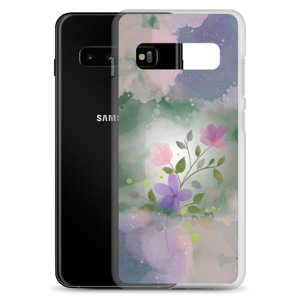 abstract Samsung phone case, flowers on mixed colour Bg