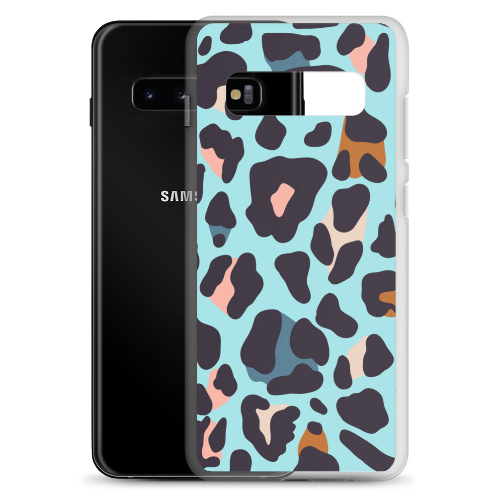 abstract Samsung phone case blue leopard print