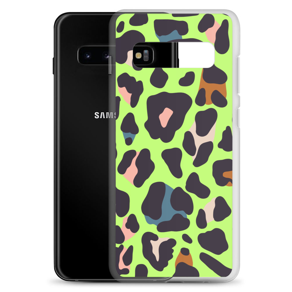 abstract Samsung phone case green leopard print