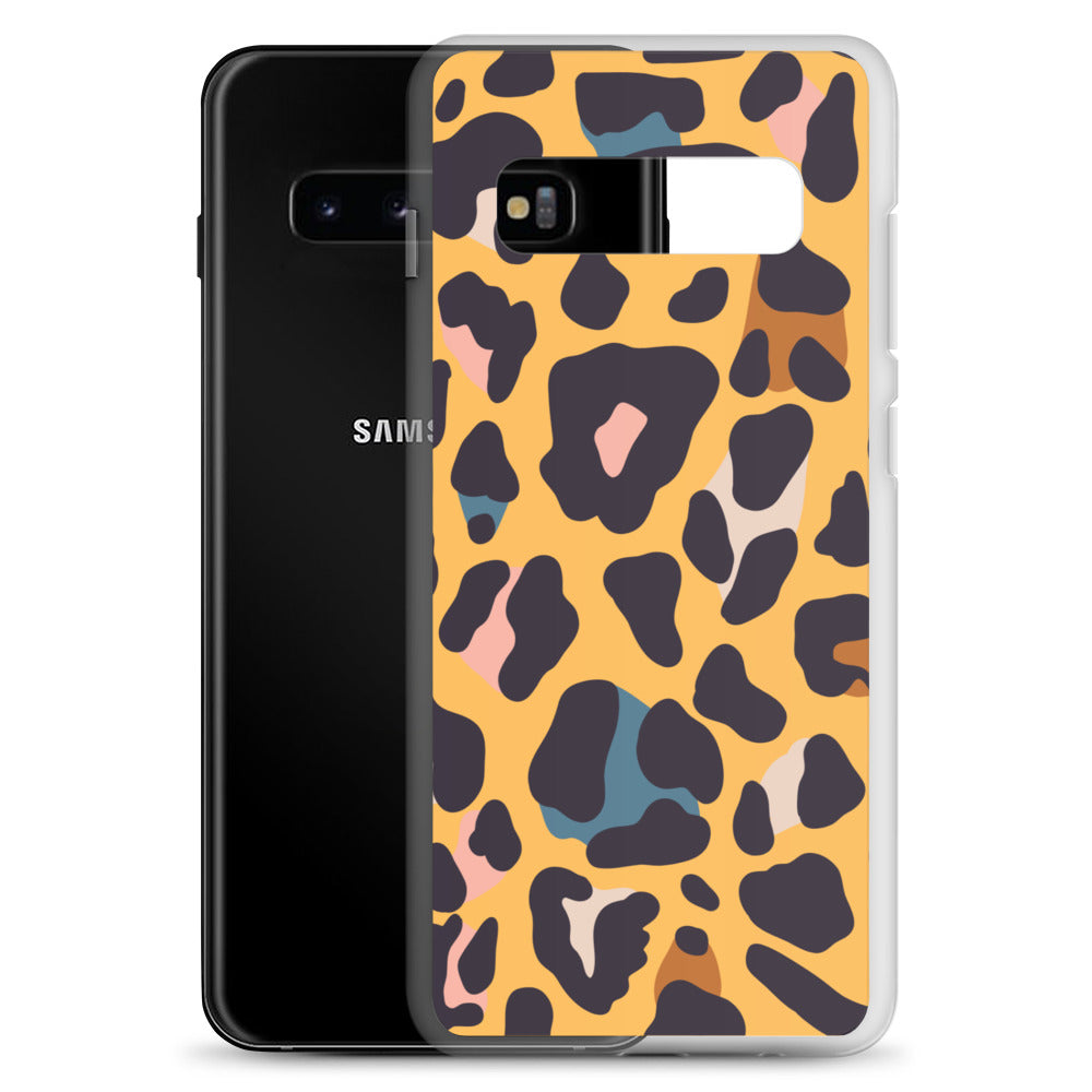 abstract Samsung phone case orange leopard print