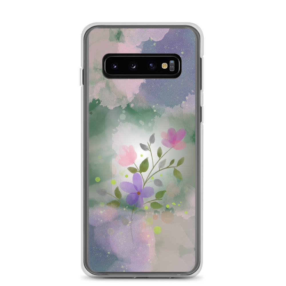 abstract Samsung phone case, flowers on mixed colour Bg