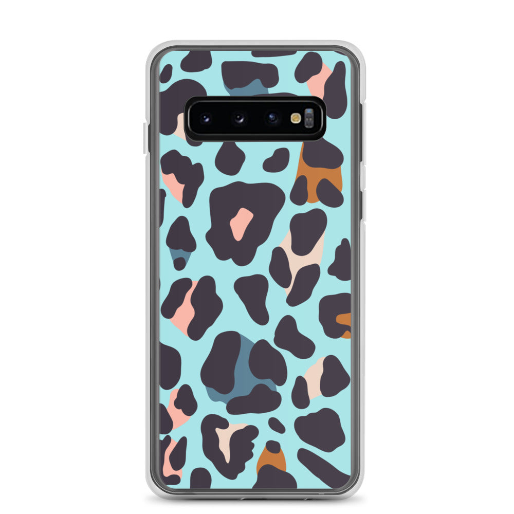 abstract Samsung phone case blue leopard print