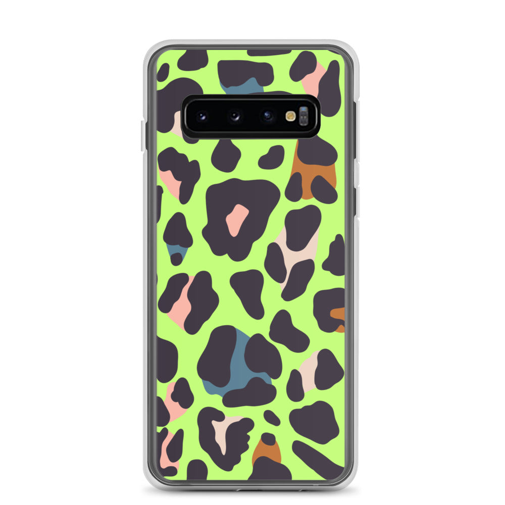 abstract Samsung phone case green leopard print