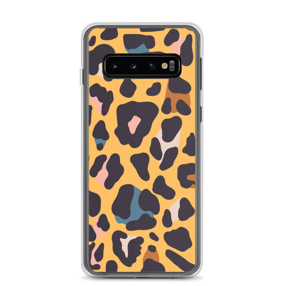 abstract Samsung phone case orange leopard print