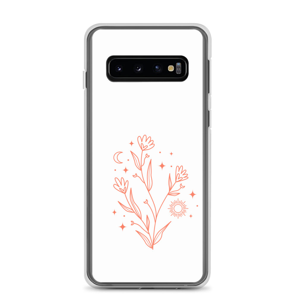 abstract Samsung phone case flowers on white Bg