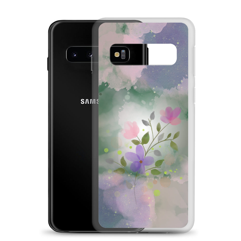 abstract Samsung phone case, flowers on mixed colour Bg