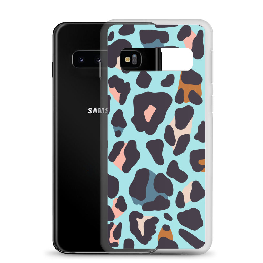 abstract Samsung phone case blue leopard print