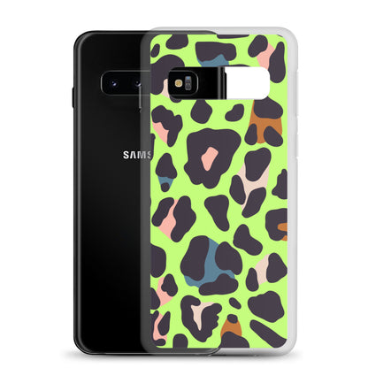 abstract Samsung phone case green leopard print