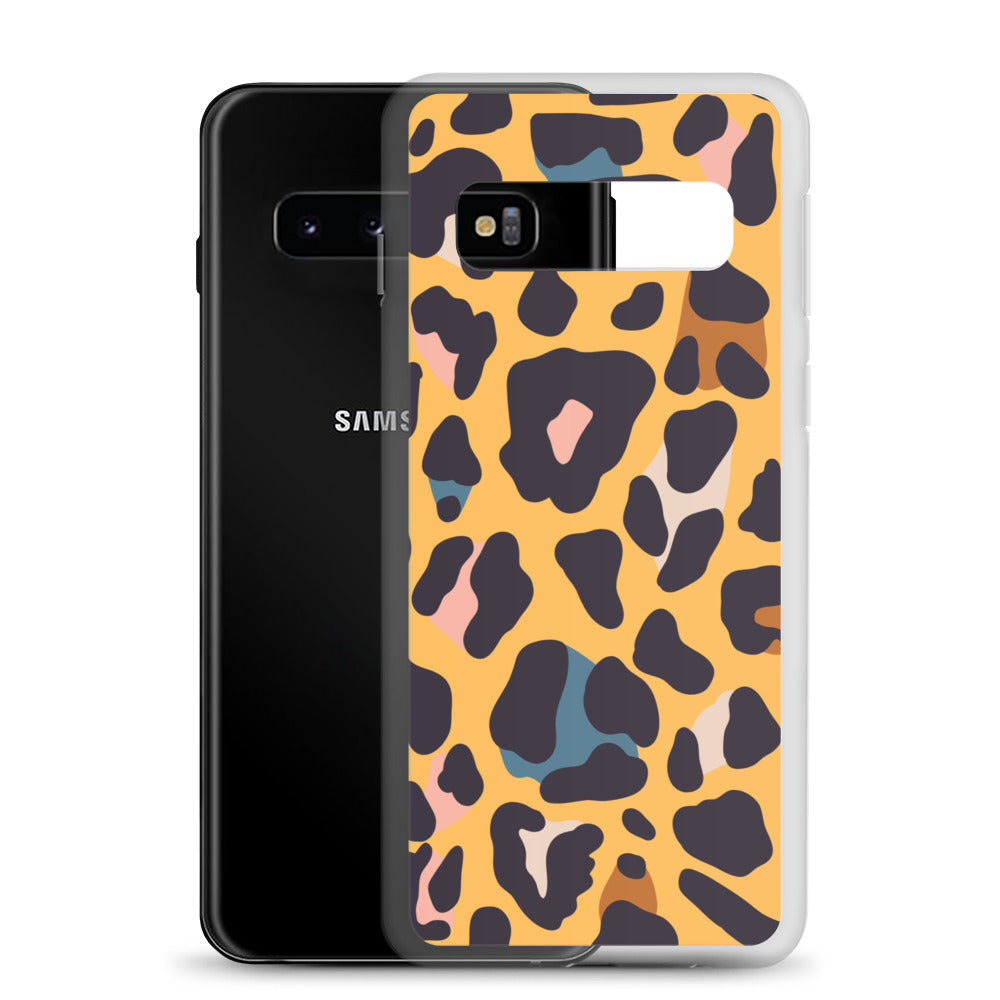 abstract Samsung phone case orange leopard print