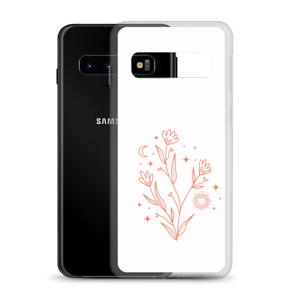 abstract Samsung phone case flowers on white Bg