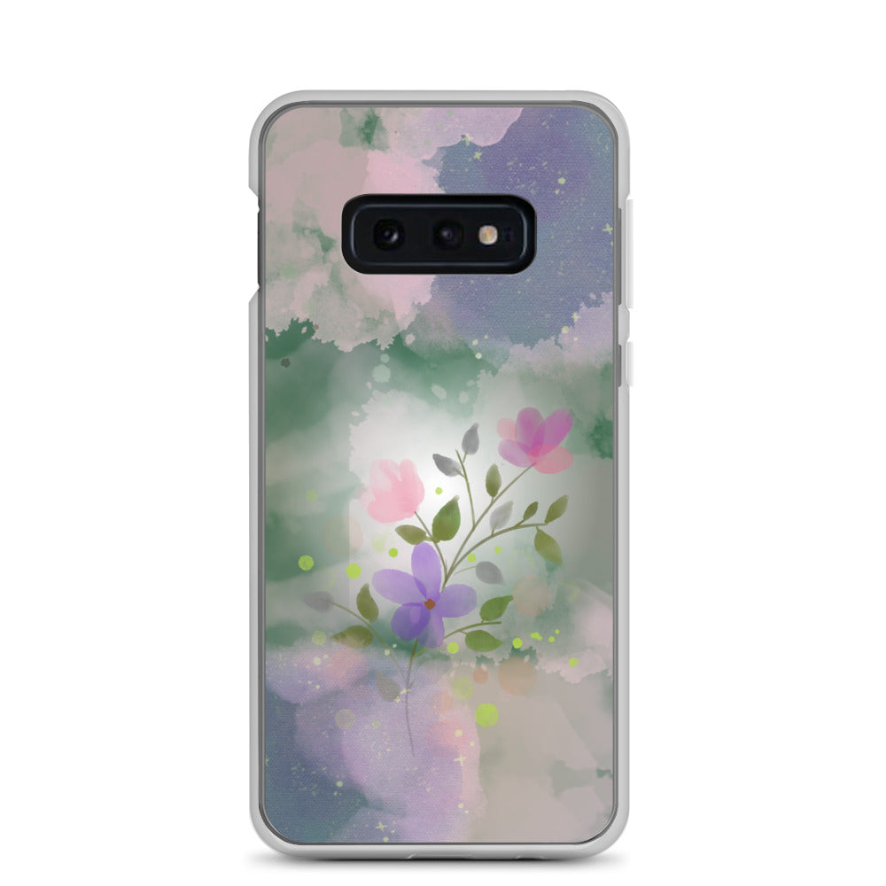 abstract Samsung phone case, flowers on mixed colour Bg