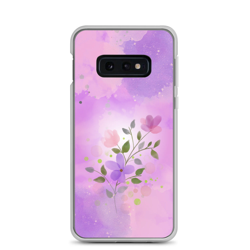 abstract Samsung phone case, flowers on pink Bg