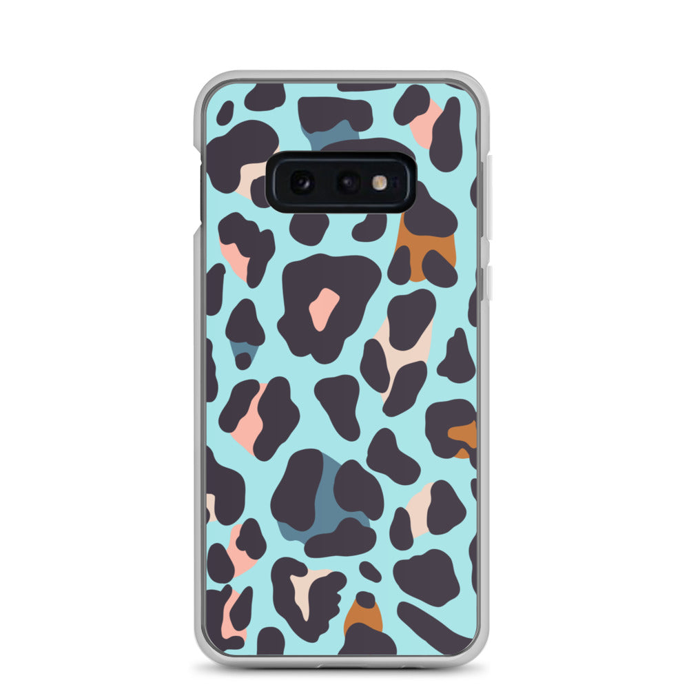 abstract Samsung phone case blue leopard print