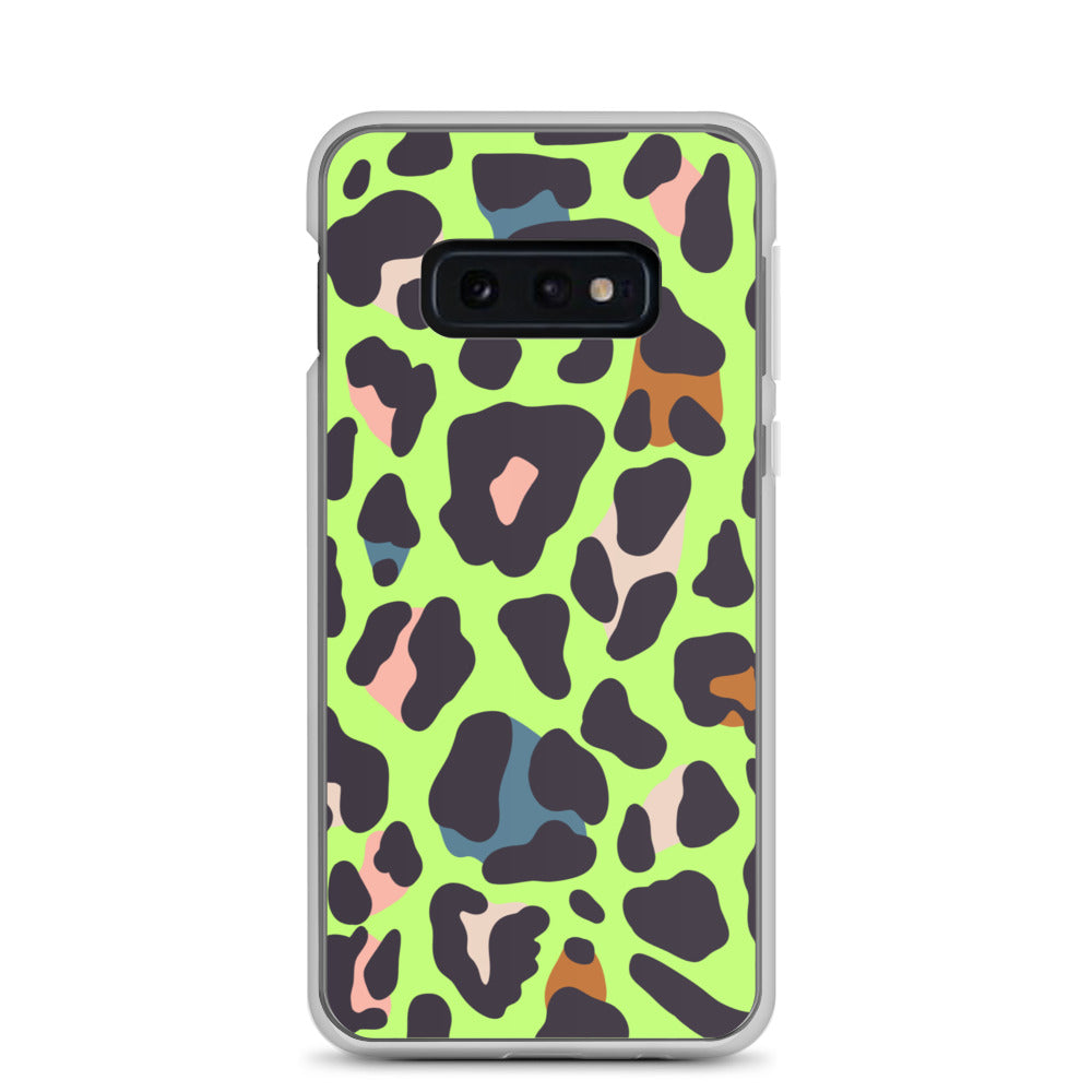 abstract Samsung phone case green leopard print