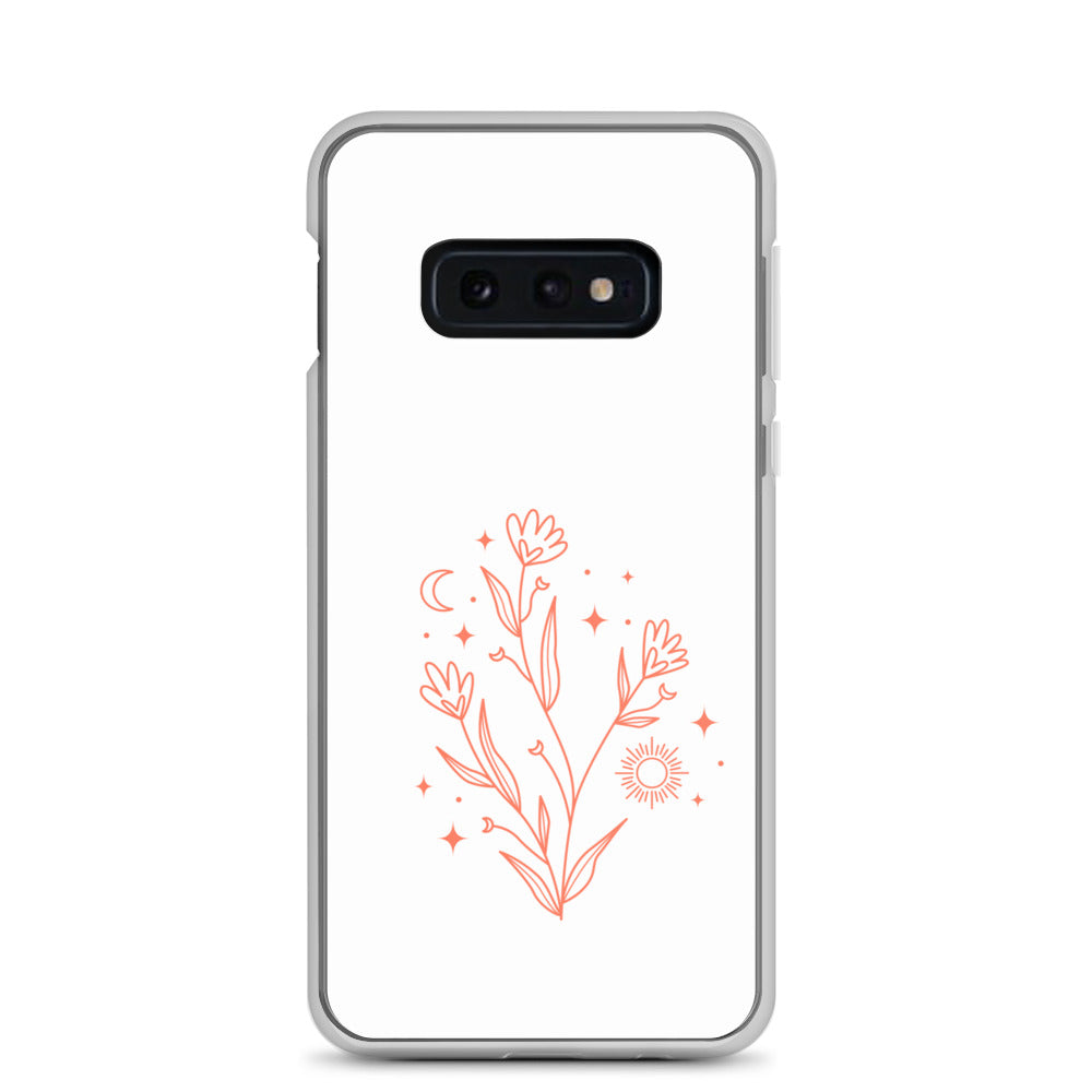 abstract Samsung phone case flowers on white Bg