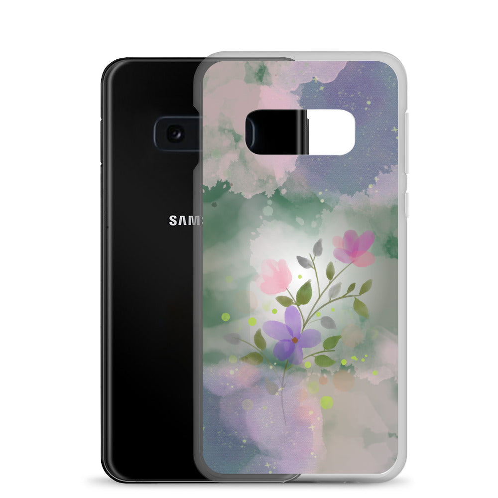 abstract Samsung phone case, flowers on mixed colour Bg