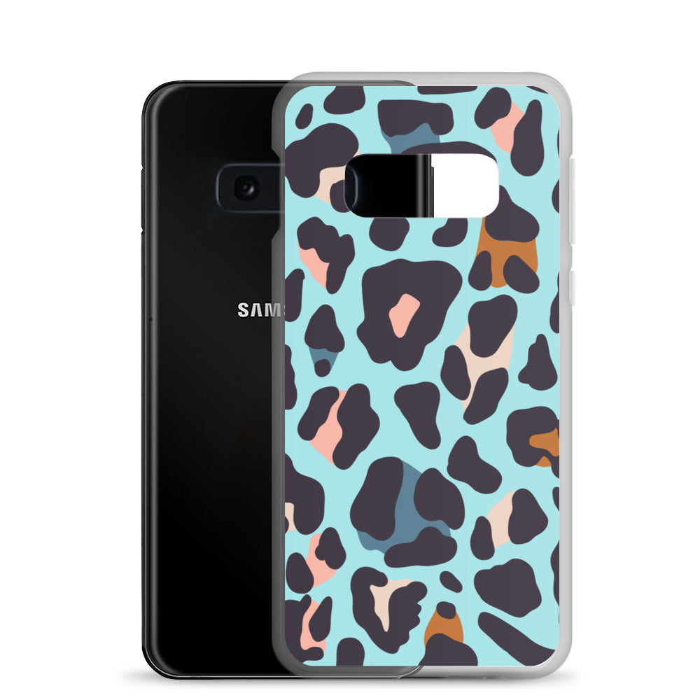 abstract Samsung phone case blue leopard print