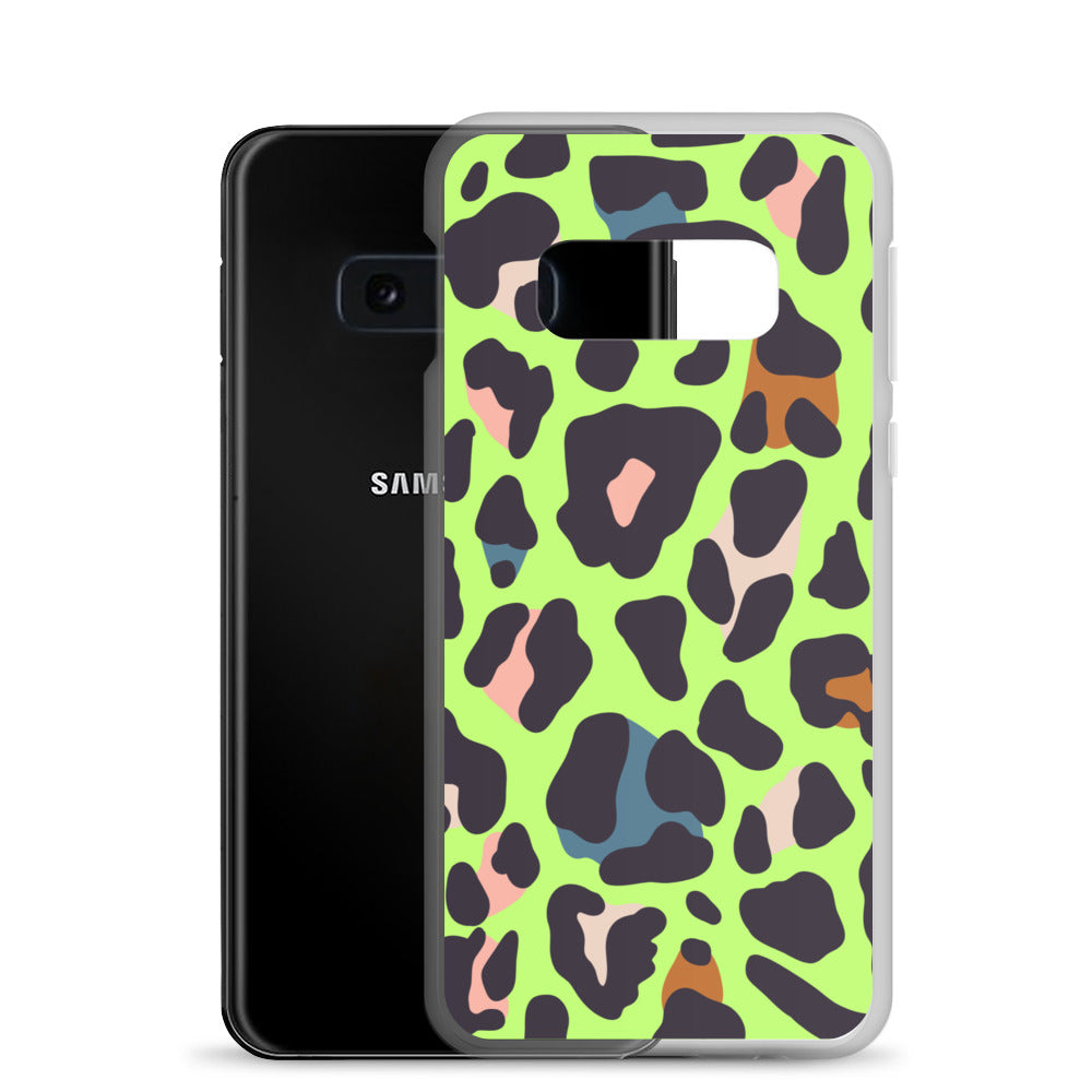 abstract Samsung phone case green leopard print