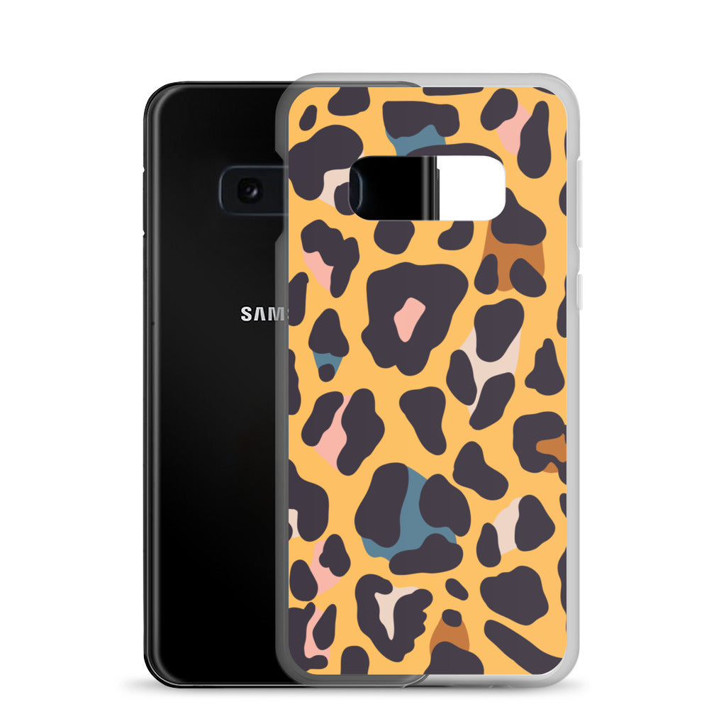 abstract Samsung phone case orange leopard print