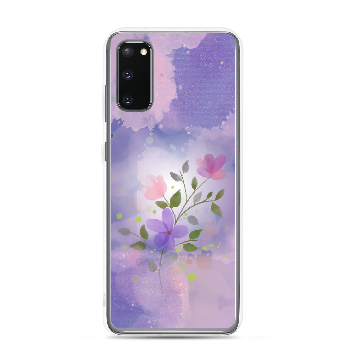 abstract Samsung phone case, flowers on a lilac Bg