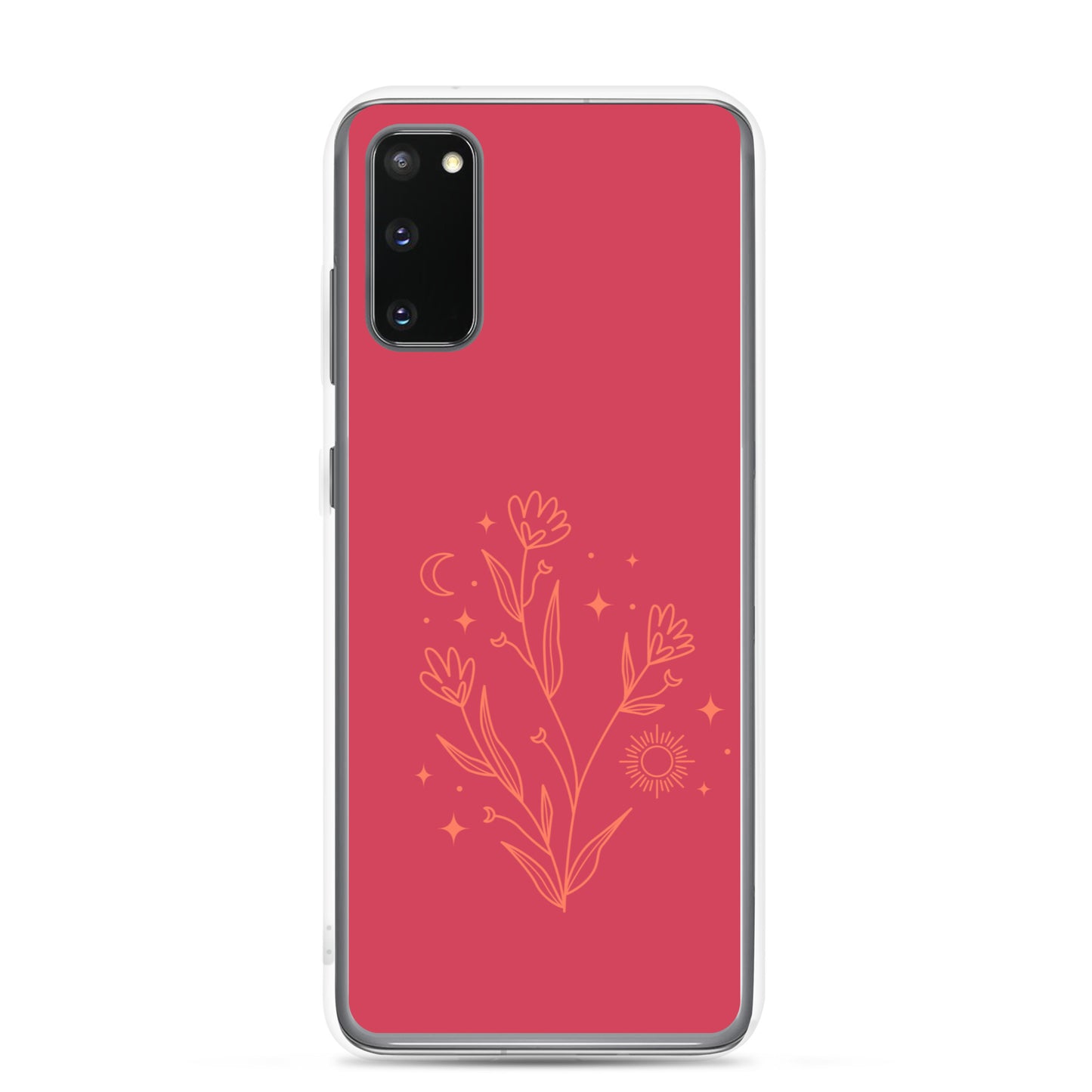 abstract Samsung phone case flowers on red Bg