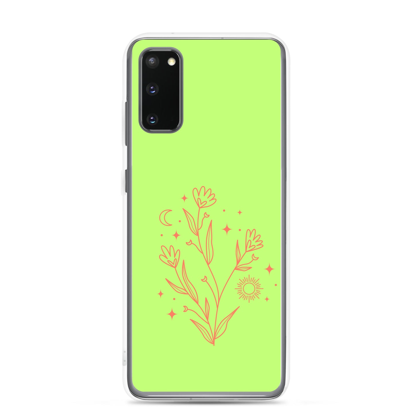 abstract Samsung phone case on a light green Bg