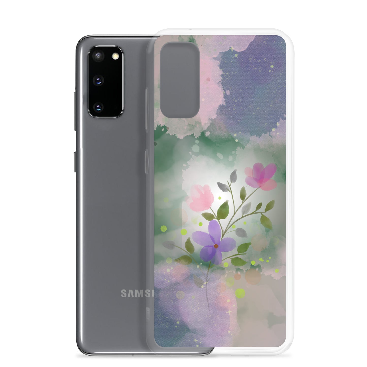 abstract Samsung phone case, flowers on mixed colour Bg