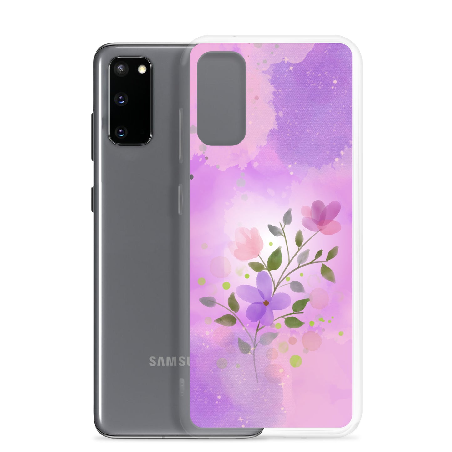 abstract Samsung phone case, flowers on pink Bg