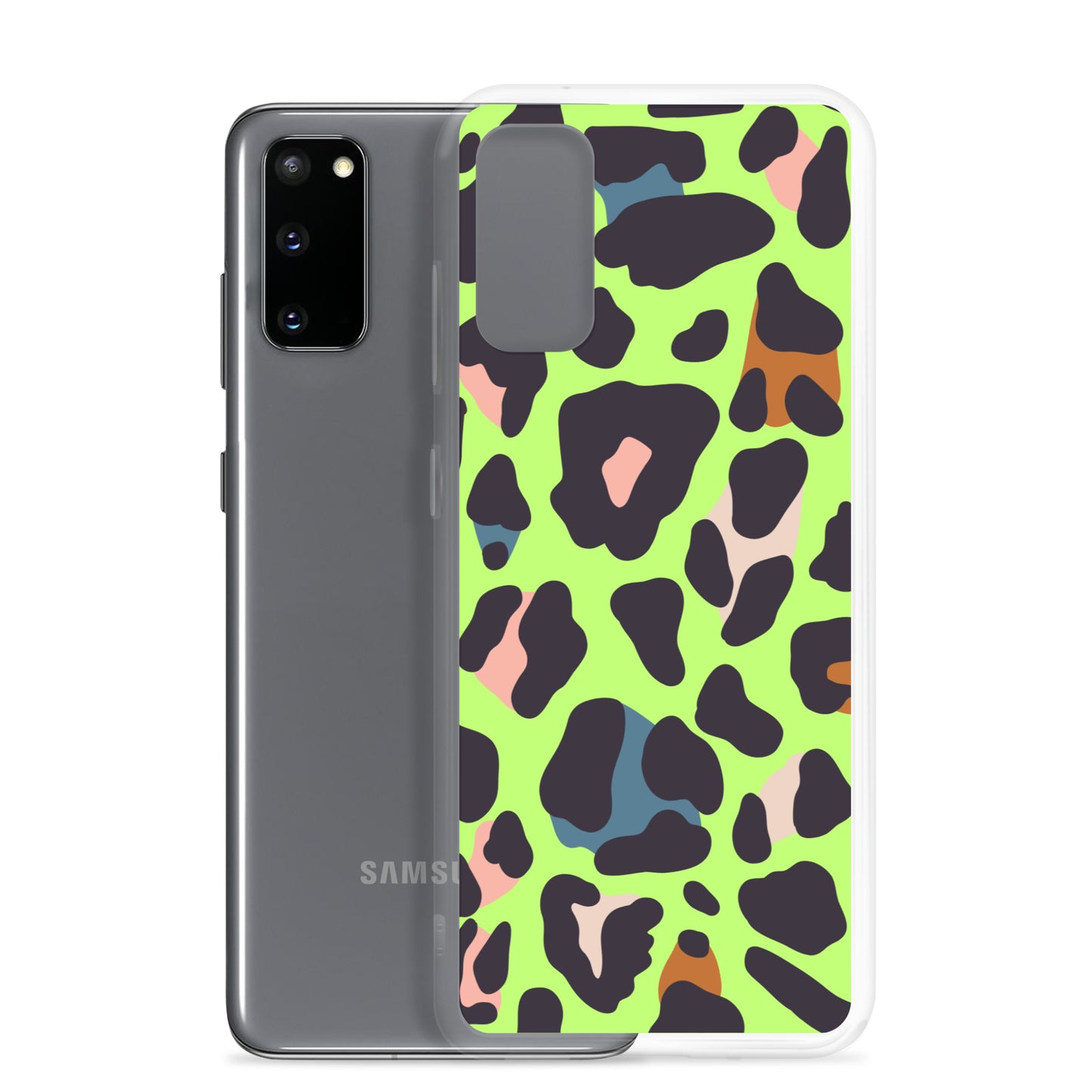 abstract Samsung phone case green leopard print