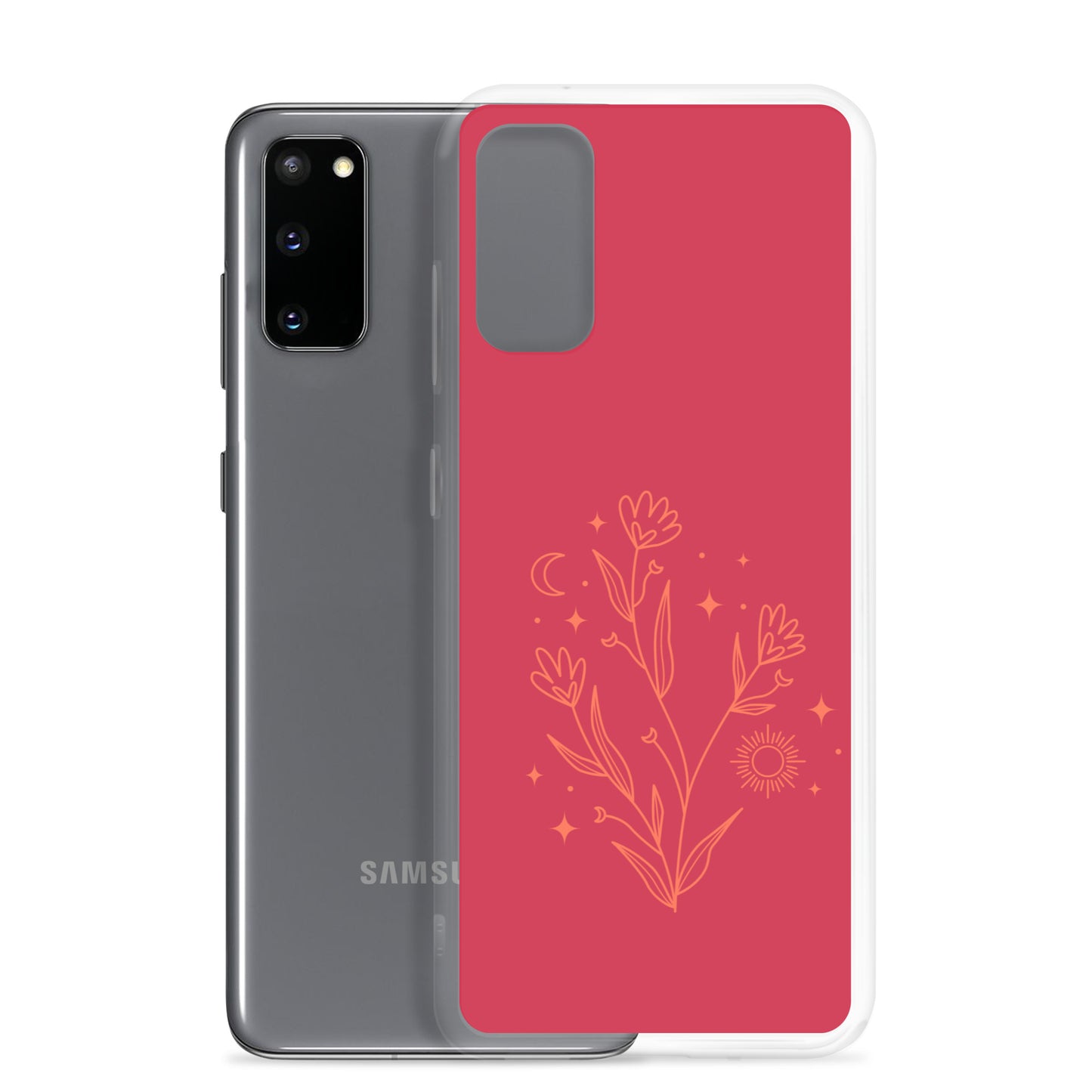 abstract Samsung phone case flowers on red Bg