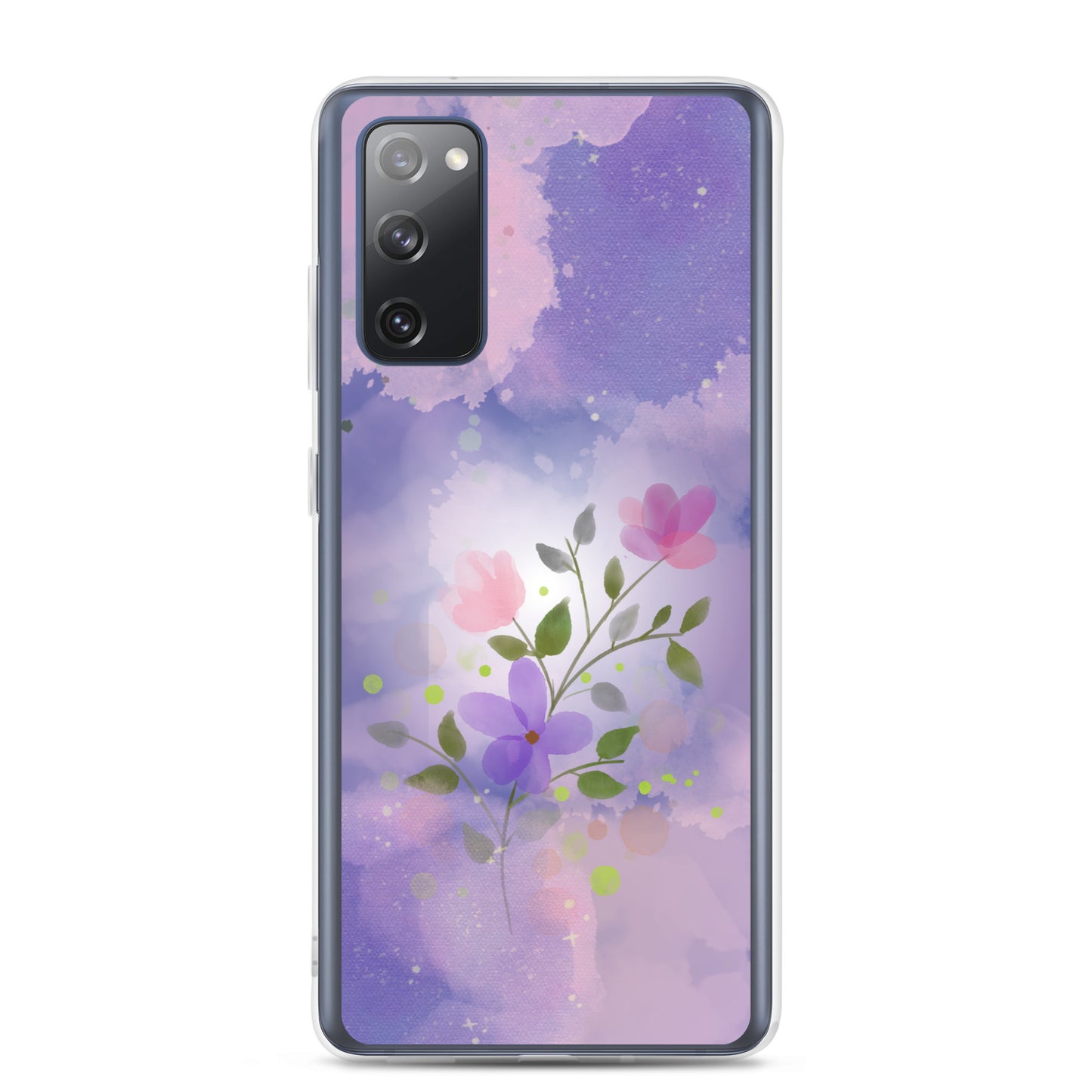 abstract Samsung phone case, flowers on a lilac Bg