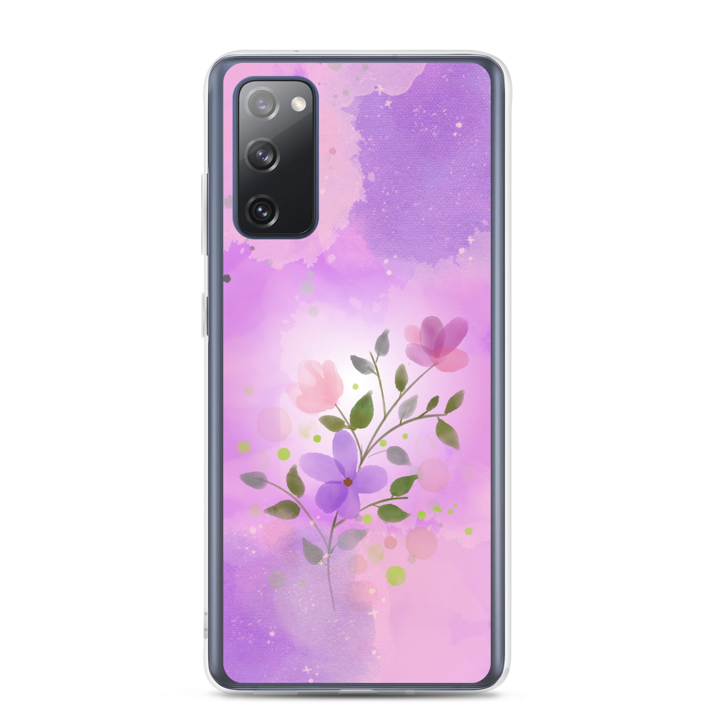 abstract Samsung phone case, flowers on pink Bg