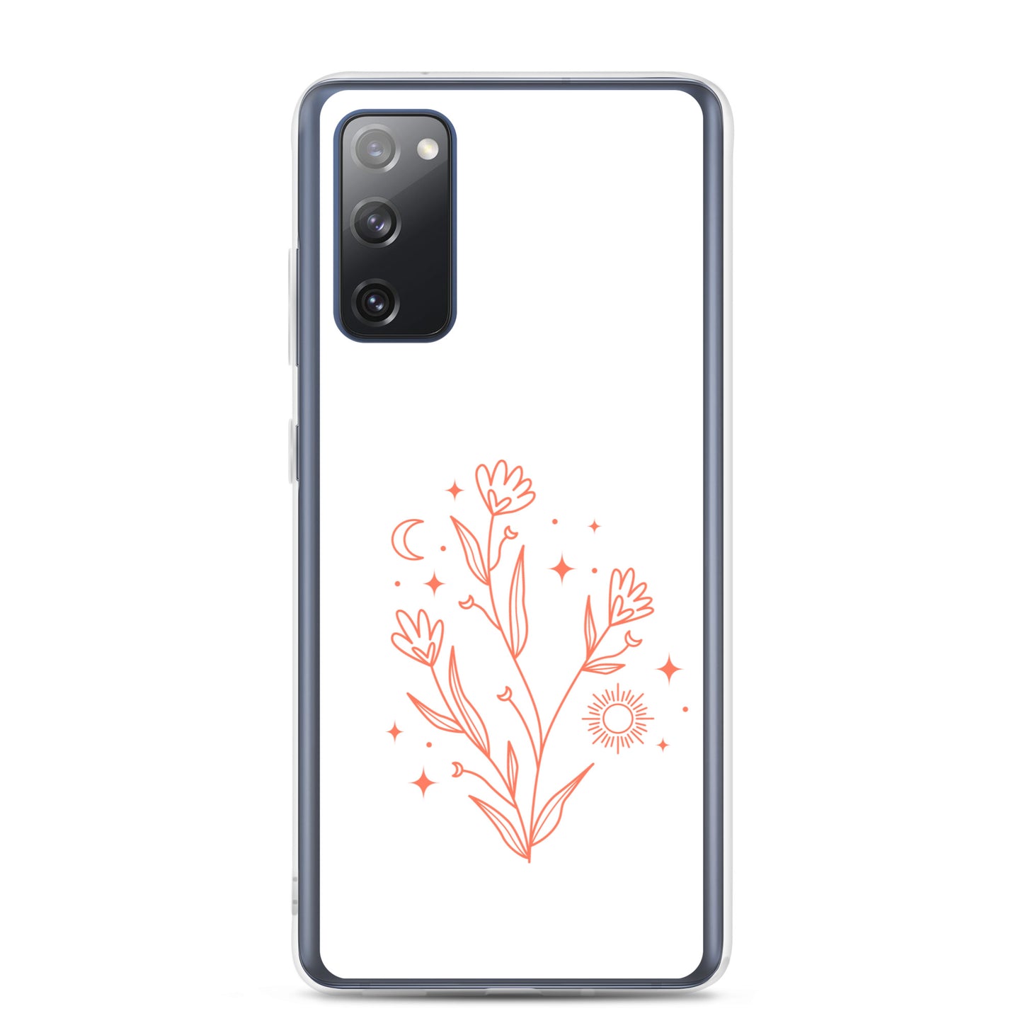 abstract Samsung phone case flowers on white Bg