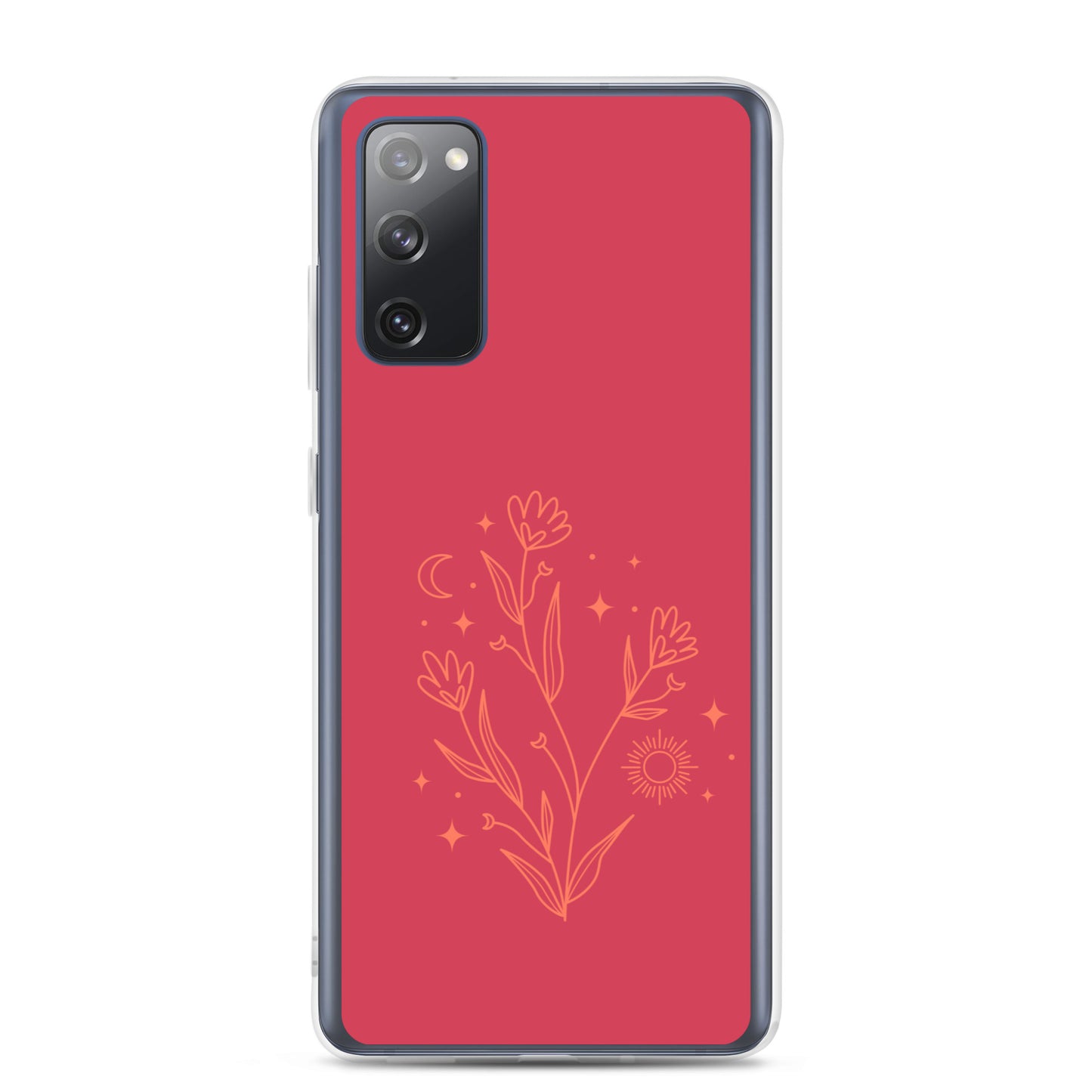 abstract Samsung phone case flowers on red Bg