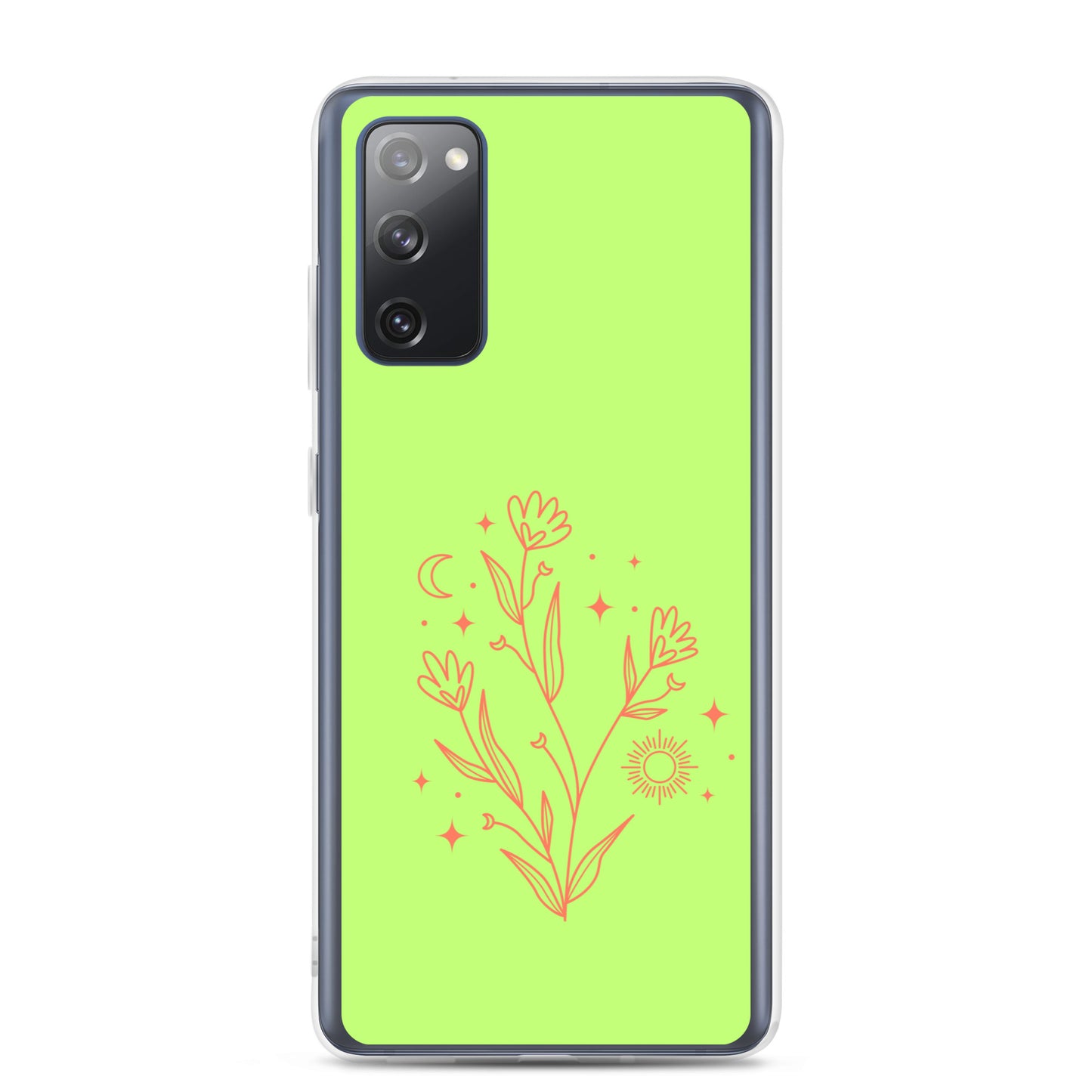 abstract Samsung phone case on a light green Bg