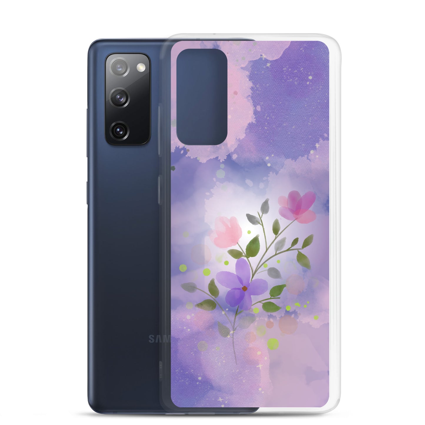 abstract Samsung phone case, flowers on a lilac Bg