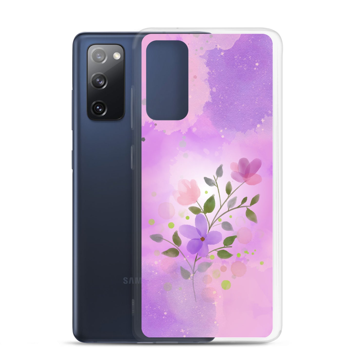 abstract Samsung phone case, flowers on pink Bg