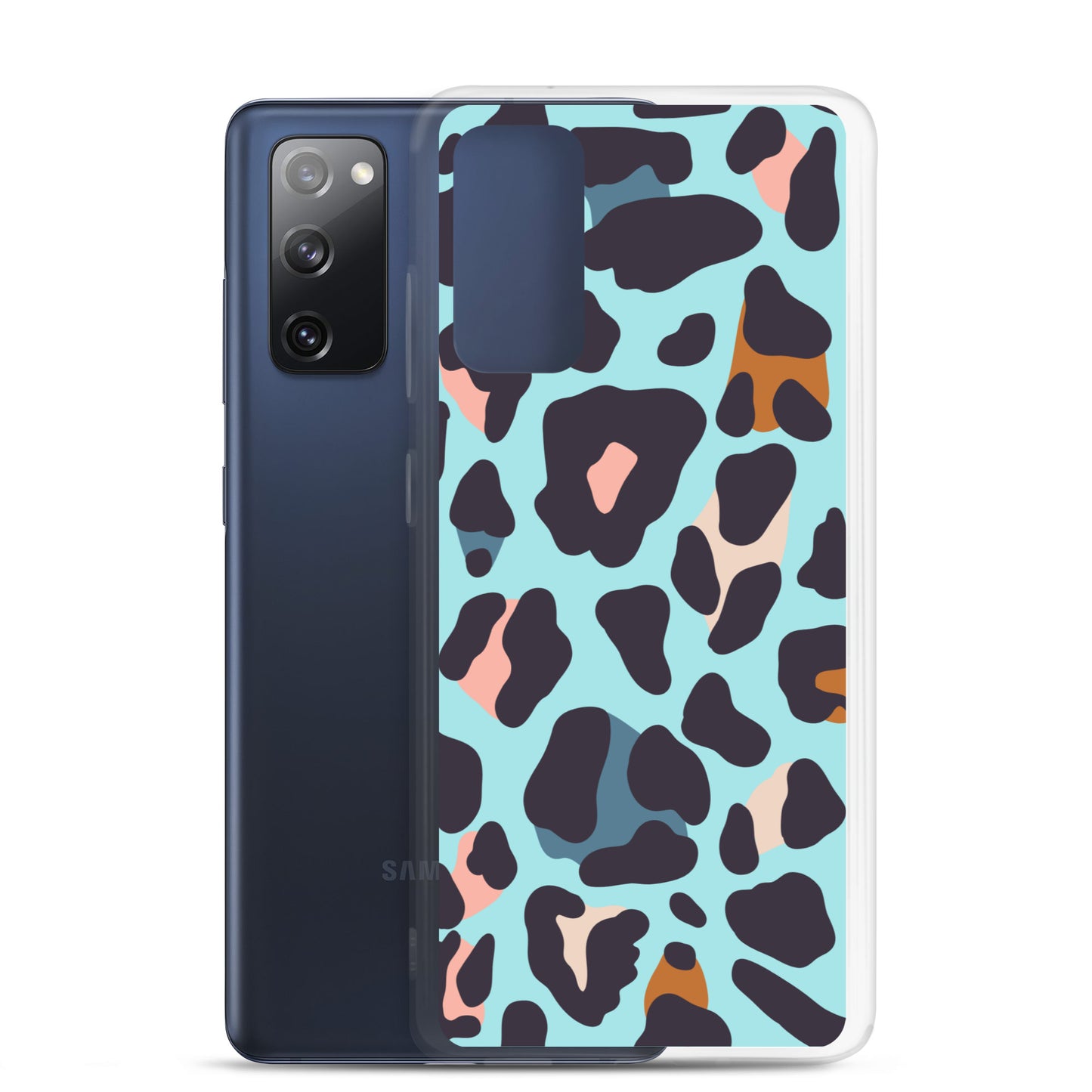 abstract Samsung phone case blue leopard print