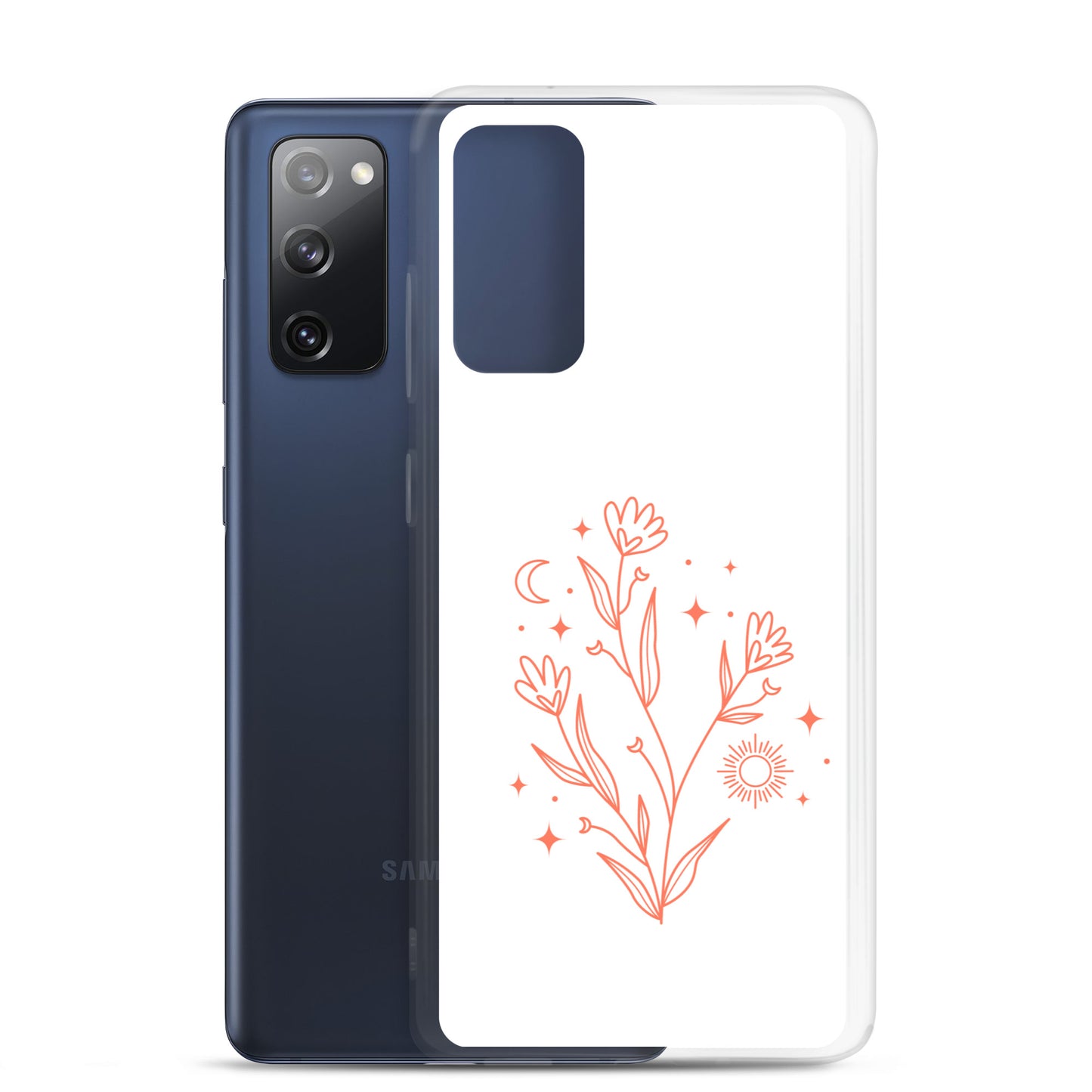 abstract Samsung phone case flowers on white Bg