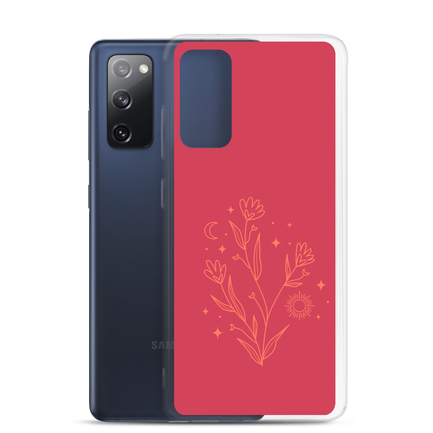 abstract Samsung phone case flowers on red Bg