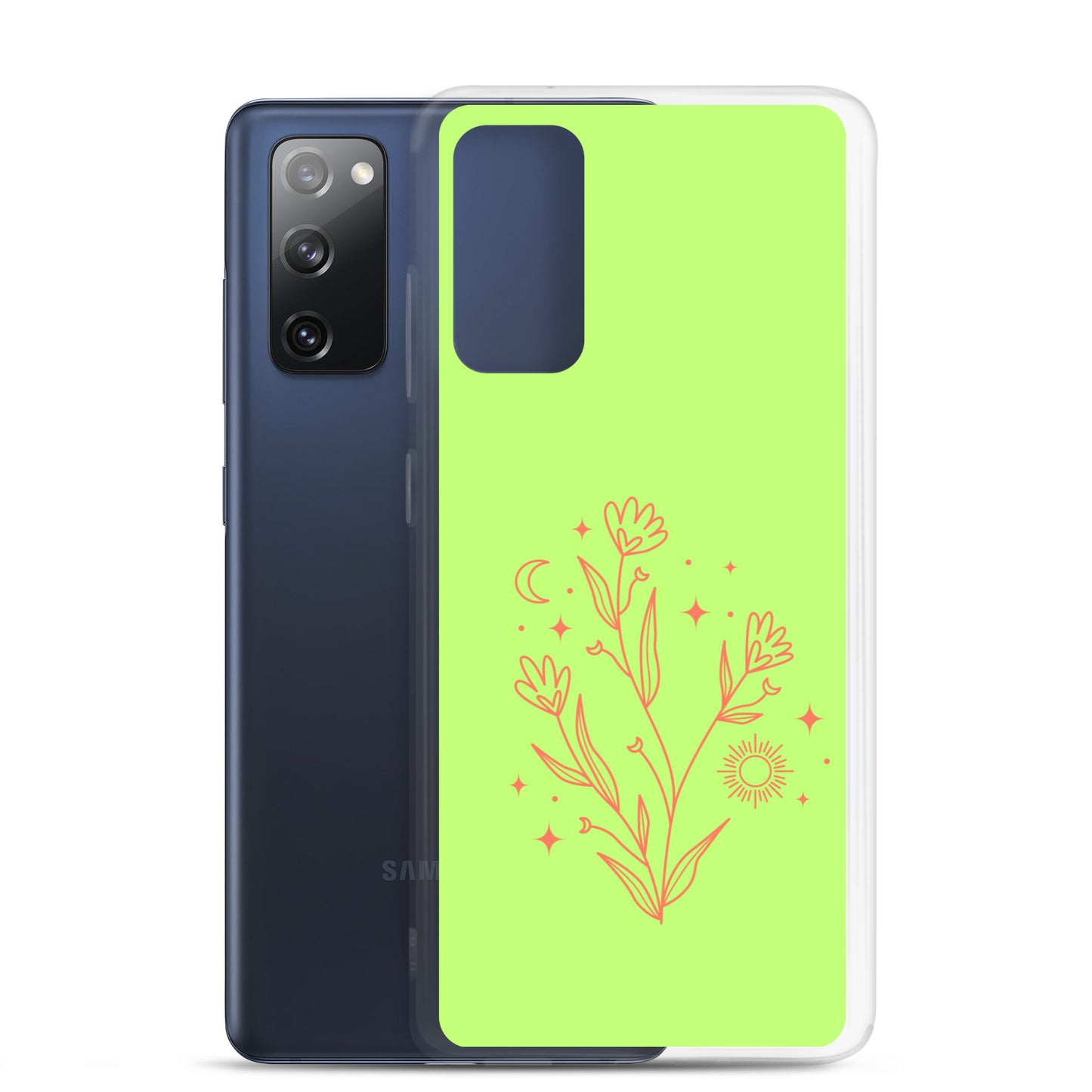 abstract Samsung phone case on a light green Bg