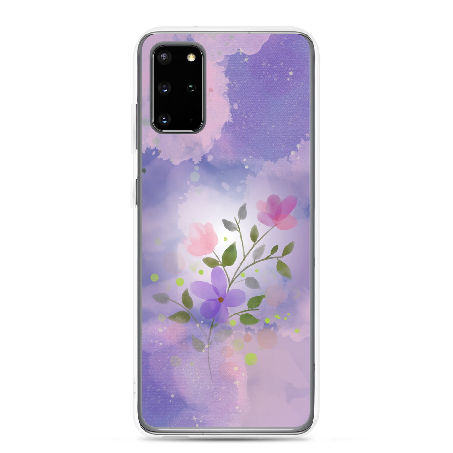 abstract Samsung phone case, flowers on a lilac Bg