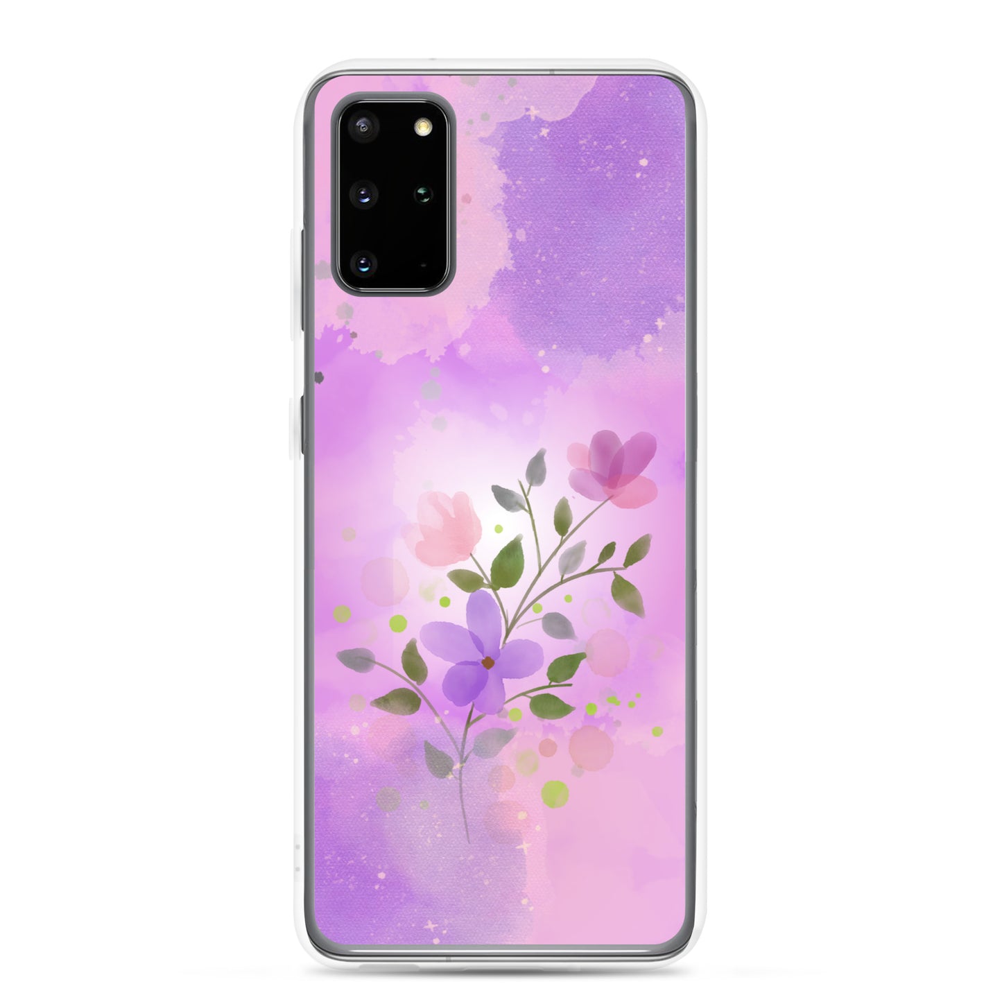 abstract Samsung phone case, flowers on pink Bg