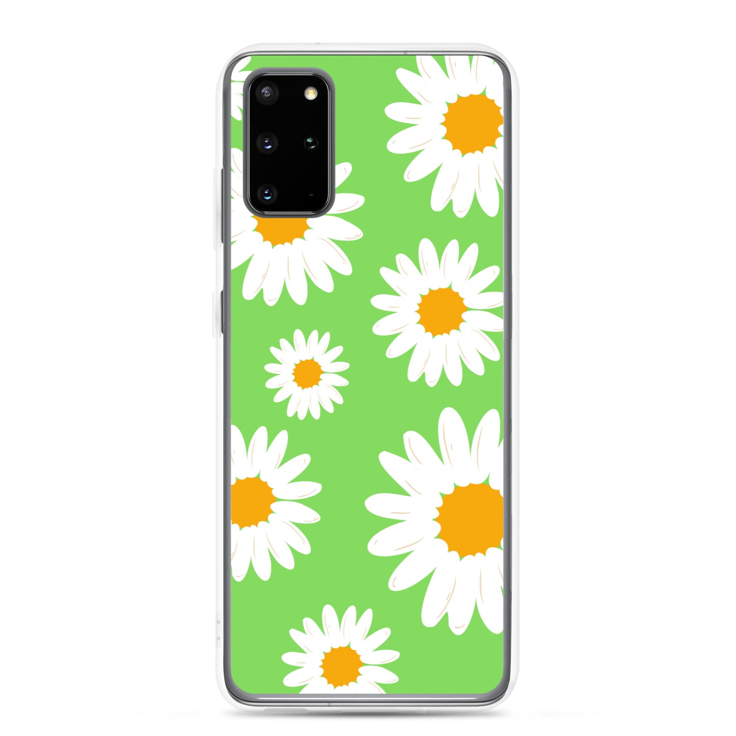 abstract Samsung phone case daisies on a green Bg