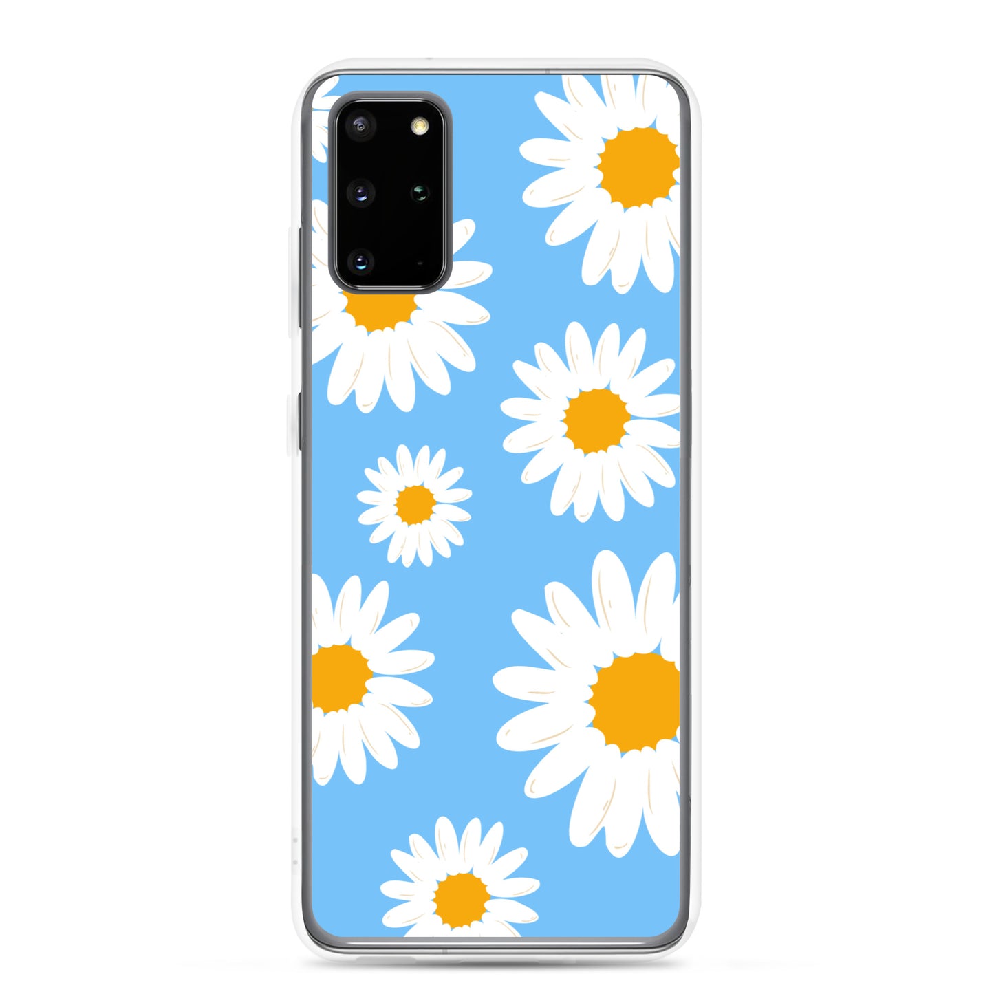 abstract Samsung phone case daisies on a blue Bg