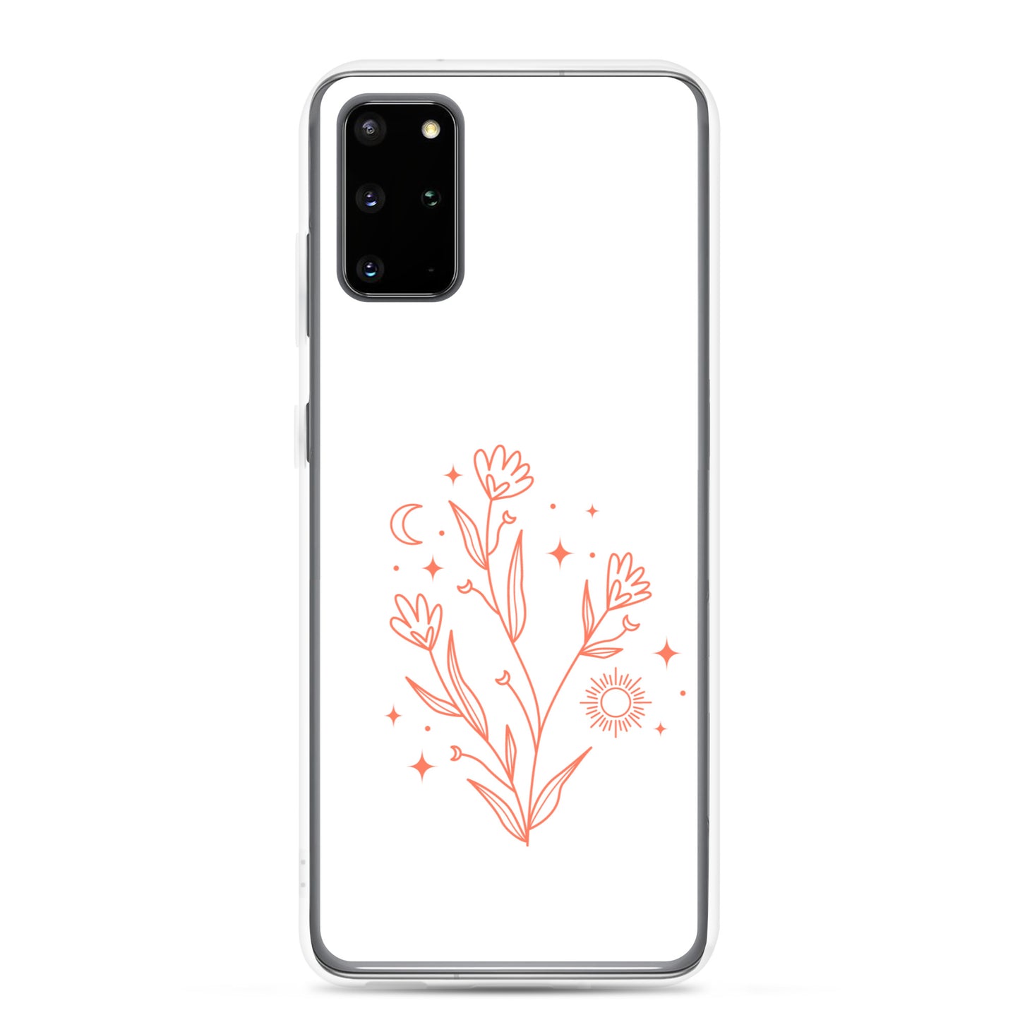 abstract Samsung phone case flowers on white Bg